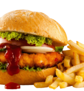 American Double Chicken Burger W Fries (TC)
